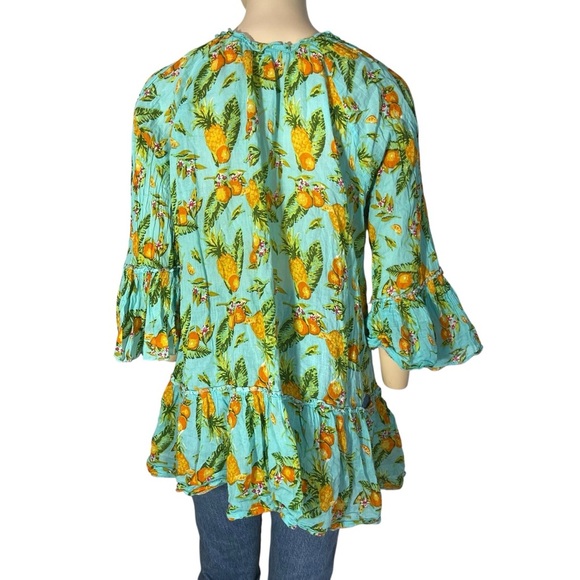 DEBBIE KATZ “ELISA” Tropical Print Women's Summer Top / Dress Beach Coverup L - Picture 3 of 8